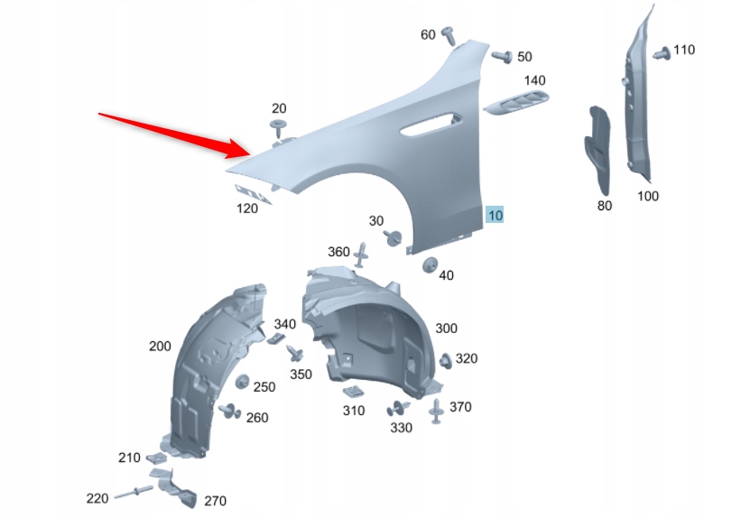 aleta delantero der. mercedes c clase w206 ($)
